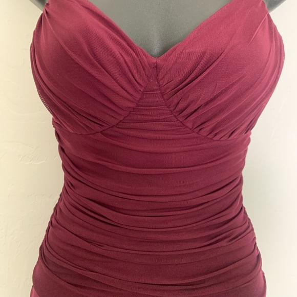 Express Body Contour Marron V Neck Ruched Bodysuit Size Extra Small - Picture 5 of 15